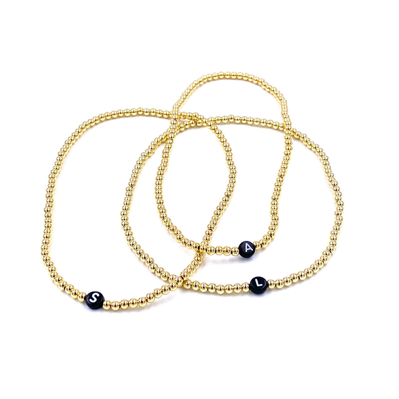 Ashley Gold Stretch Gold Plated Ball Bead Choker Initial Necklace
