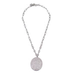 Ashley Gold Stainless Steel Oval Encrusted CZ Pendant CZ Necklace