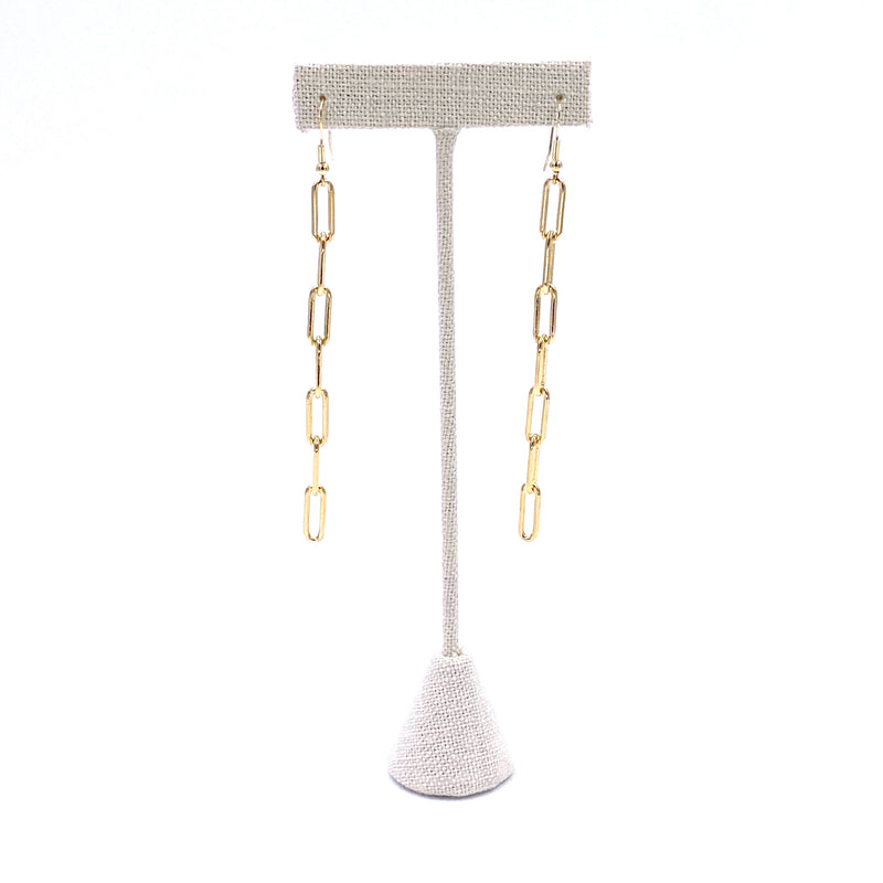 Ashley Gold Stainless Steel Gold Plated Link Drop Earrings