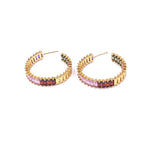 Ashley Gold Stainless Steel Gold Plated Colored CZ Hoop Earrings
