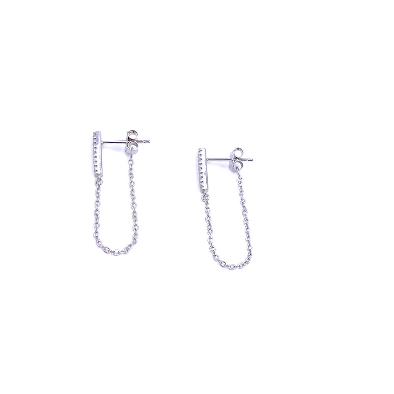 Ashley Gold Sterling Silver CZ Chain Drop Earrings