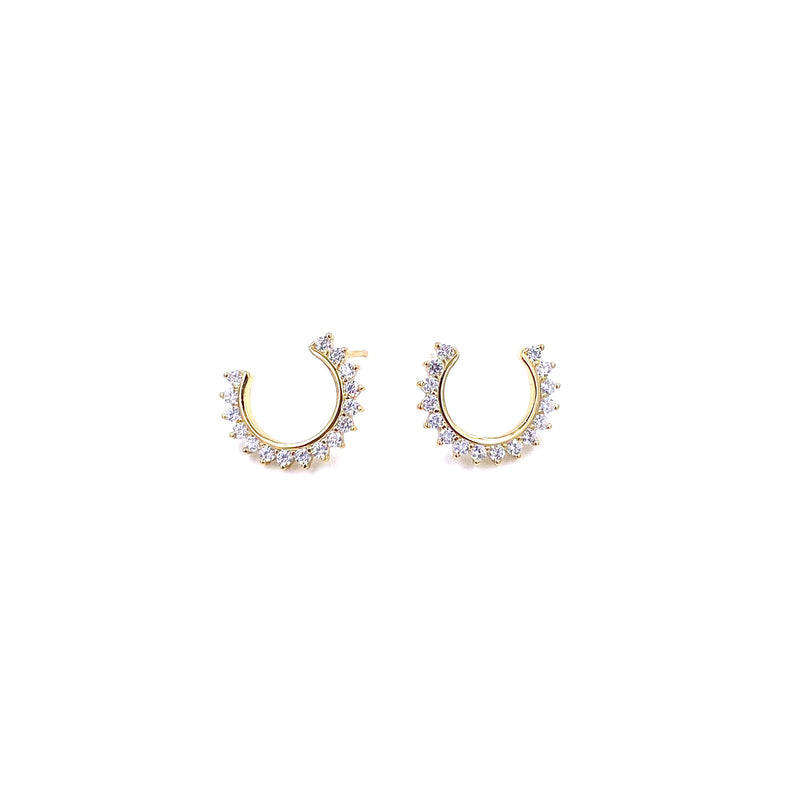 Ashley Gold Sterling Silver Gold Plated CZ Half Moon Earrings