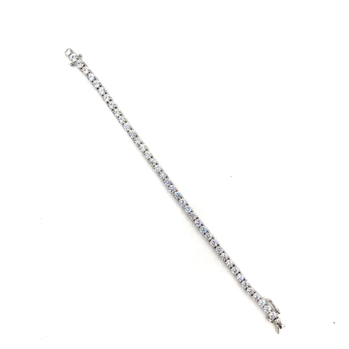 Ashley Gold Sterling Silver Four Prong 10.00CTW Round Cut CZ Tennis Bracelet