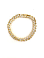Ashley Gold Sterling Silver and CZ Small Link Chain Tennis Bracelet