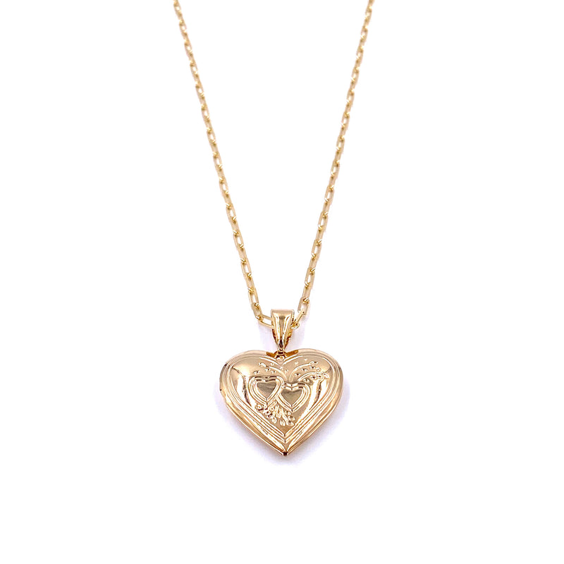 Ashley Gold Stainless Steel Gold Plated Open Chain Heart Script Locket