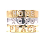 Ashley Gold Stainless Steel Cuff With CZ's And Slogan