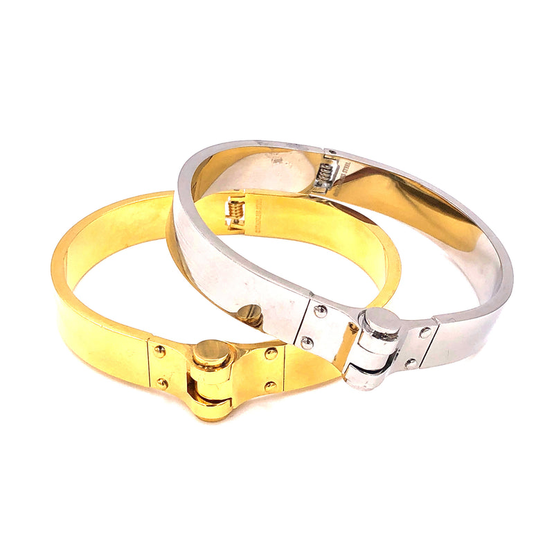 Ashley Gold Stainless Steel Hinge Bangle Bracelet