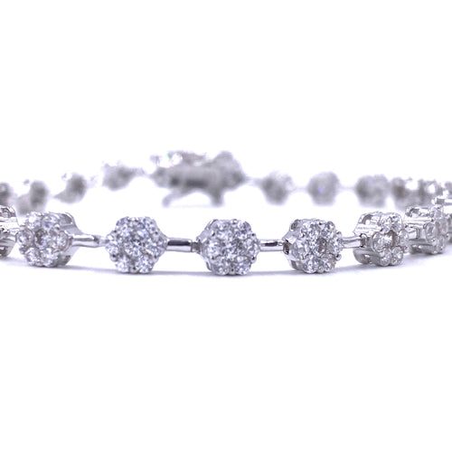 Ashley Gold Sterling Silver CZ Flower Design Tennis Bracelet