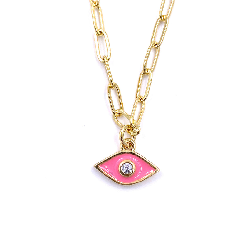 Ashley Gold Stainless Steel Gold Plated Triple Evil Eye Necklace