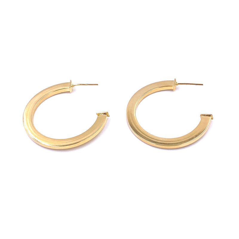 Ashley Gold Stainless Steel Gold Plated Flat Hoop Earrings