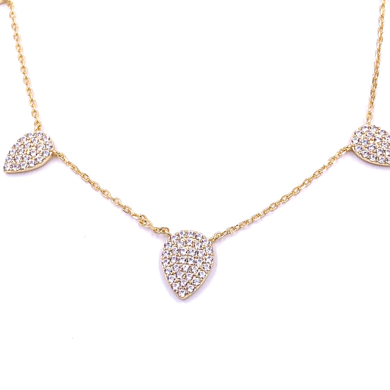 Ashley Gold Sterling Silver Gold Plated CZ Cluster Drop Necklace