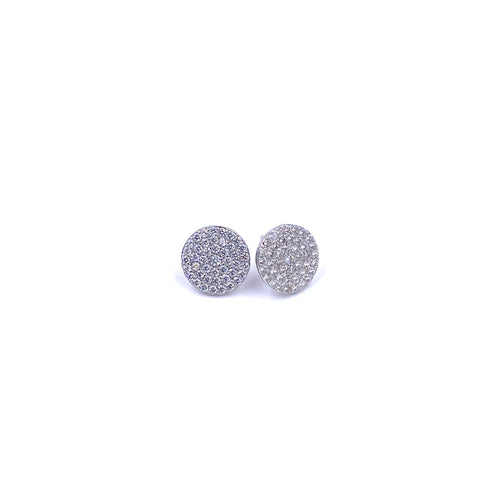 Ashley Gold Sterling Silver Flat CZ Cluster Stud Earrings