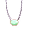Ashley Gold Stainless Steel Green Cats Eye CZ Bezel Set Necklace
