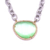 Ashley Gold Stainless Steel Green Cats Eye CZ Bezel Set Necklace