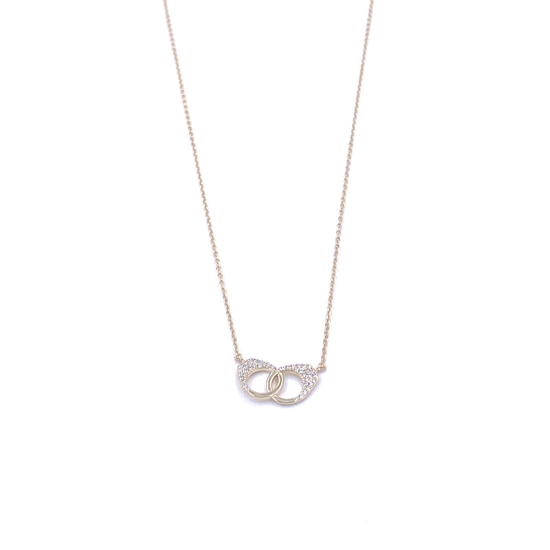 Ashley Gold Sterling Silver Gold Plated CZ Double Clip Necklace