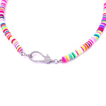 Ashley Gold Rainbow Neon Clay Disc Bead Necklace