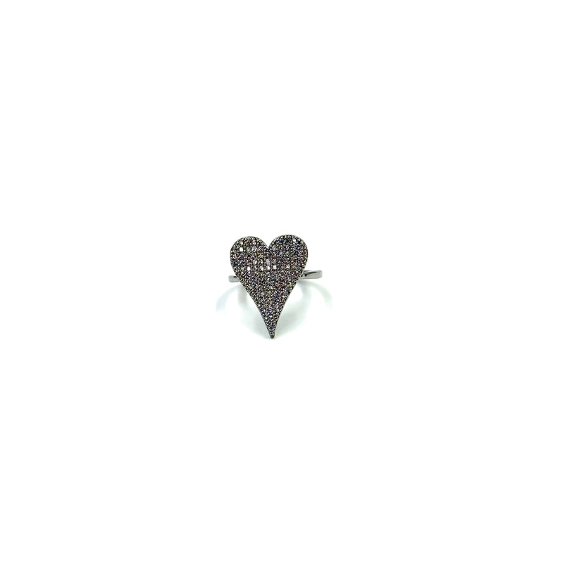 Ashley Gold Stainless Steel CZ Heart Adjustable Ring