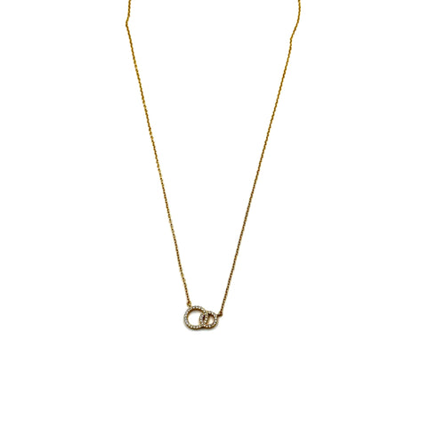 Ashley Gold Sterling Silver Gold Plated Double CZ Circle Necklace