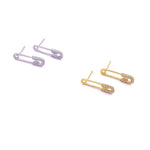 Ashley Gold Sterling Silver And CZ Safety Pin Stud Earrings