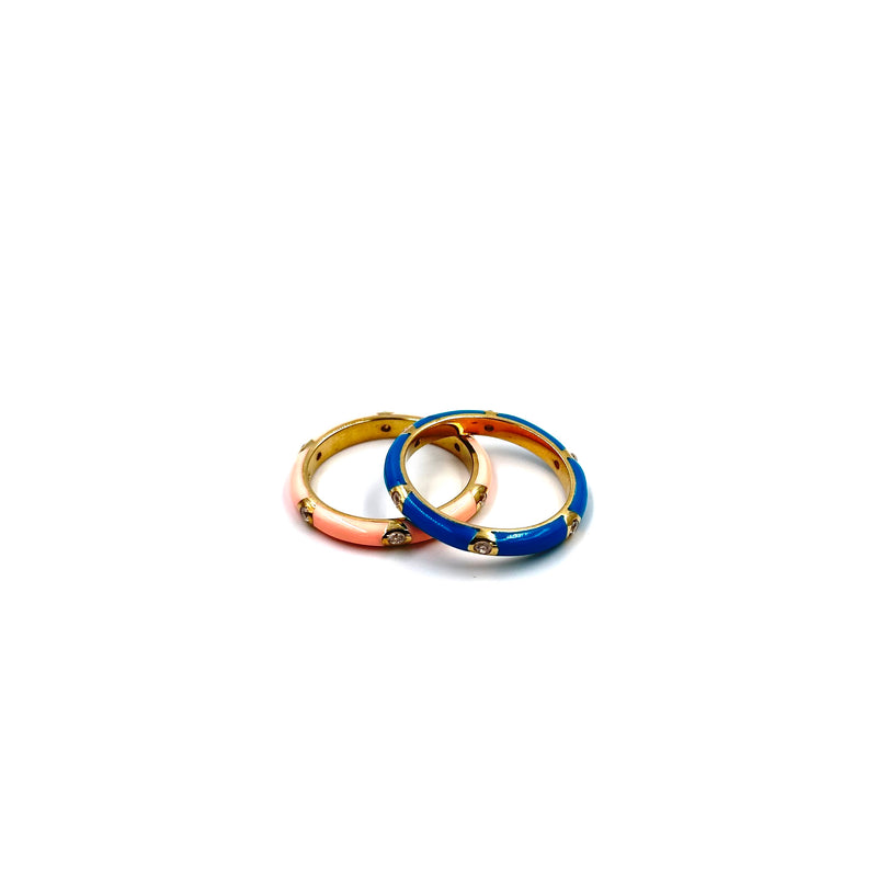 Ashley Gold Sterling Silver Enamel And CZ Band Ring