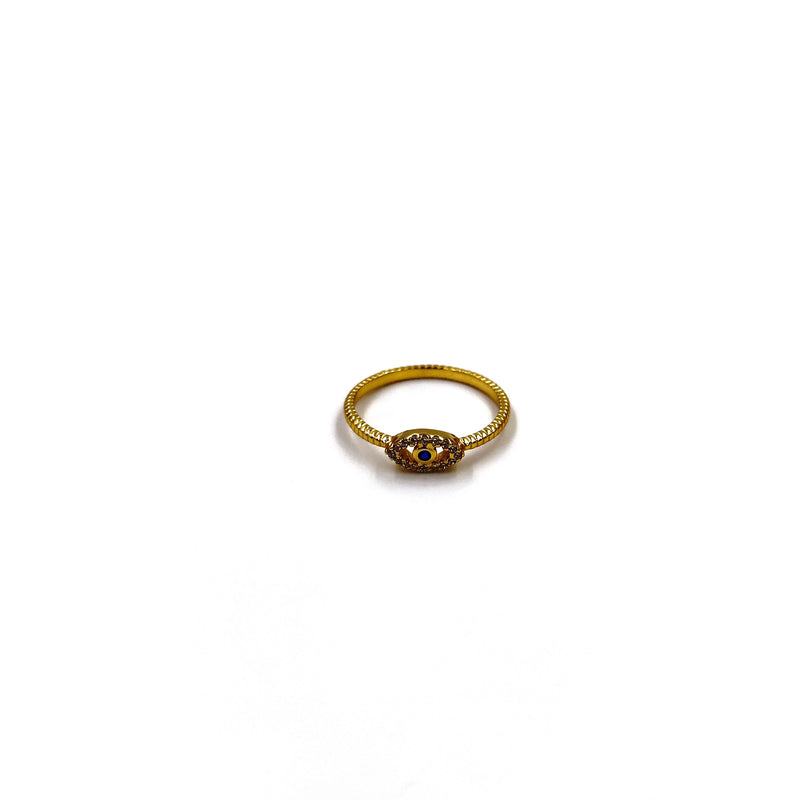 Ashley Gold Sterling Silver Gold Plated CZ Evil Eye Ring