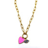 Ashley Gold Stainless Steel Gold Plated Enamel Pink Heart Necklace