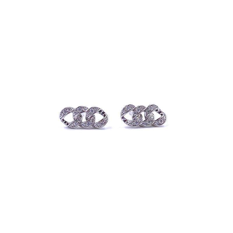 Ashley Gold Sterling Silver Triple Link Stud Earrings