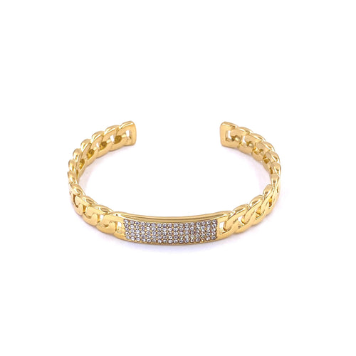 Ashley Gold Stainless Steel Cap Design Open Bangle