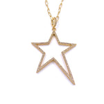 Ashley Gold Stainless Steel Open Star Link CZ Necklace
