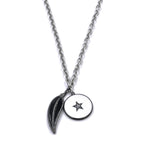 Ashley Gold Stainless Steel Double Black And White Charm Necklace
