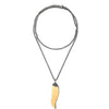 Ashley Gold Stainless Steel Necklace with Sterling Silver Bone Feather Pendant with Hematite