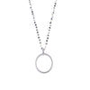 Ashley Gold Sterling Silver Labradorite And Stainless Steel Oval CZ Pendant Necklace