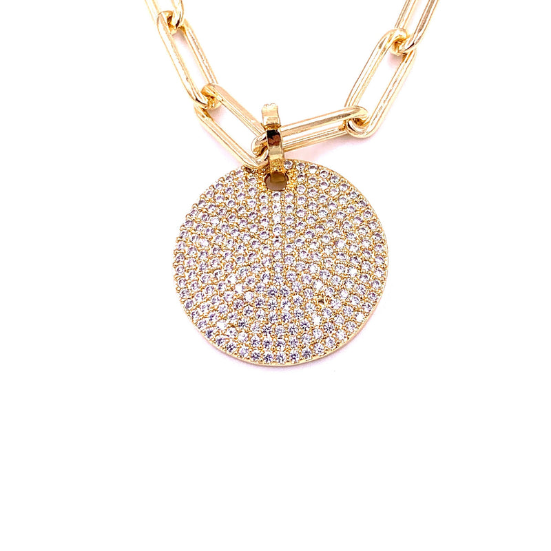 Ashley Gold Stainless Steel Gold Plated Necklace With Detachable CZ Pendant