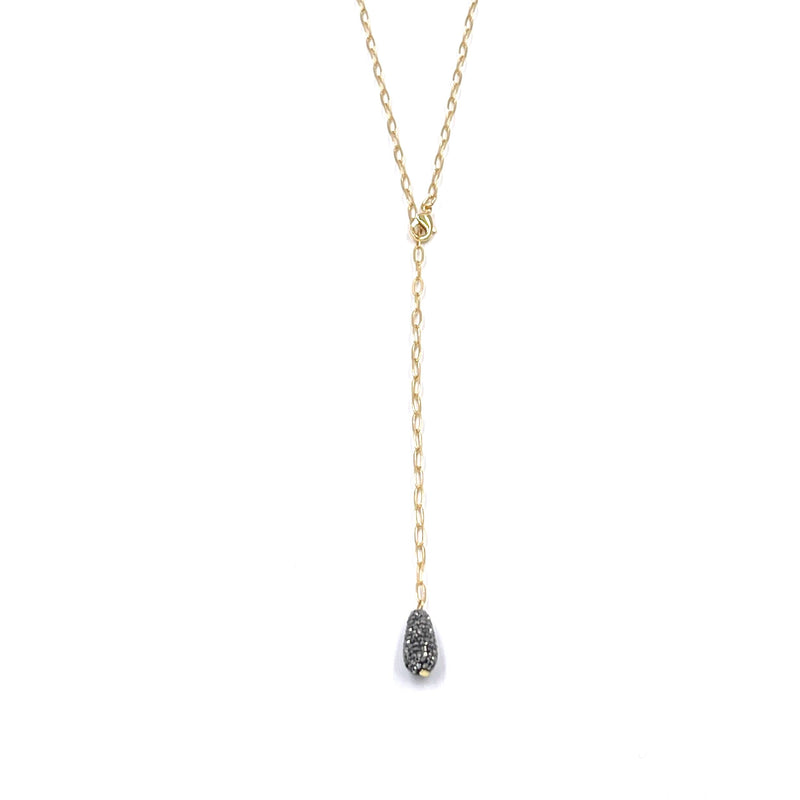 Ashley Gold Stainless Steel Gold Plated Hematite Lariat Necklace