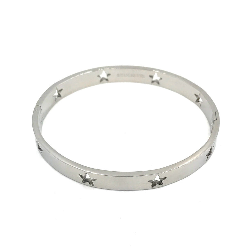 Ashley Gold Stainless Steel Star Bangle Bracelet