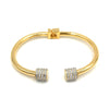 Ashley Gold Stainless Steel Open Bangle Bracelet with CZ's