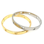 Ashley Gold Stainless Steel Star Bangle Bracelet