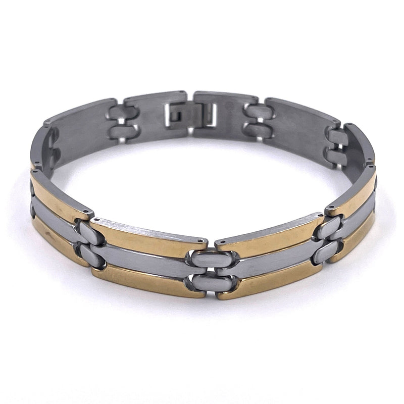 Ashley Gold Stainless Steel Two Tone Men's Link Bracelet