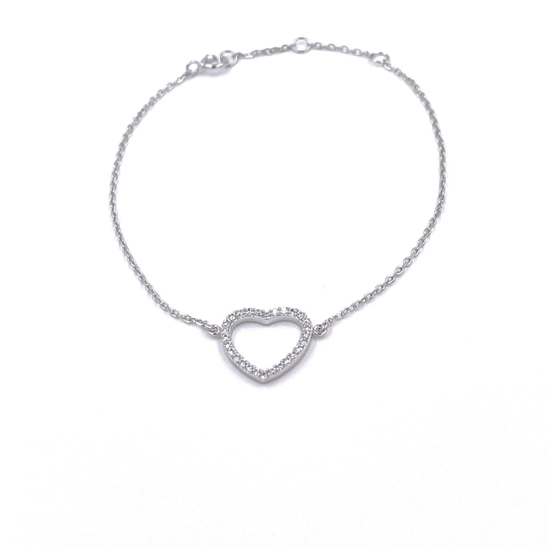 Ashley Gold Sterling Silver Open Heart CZ Bracelet