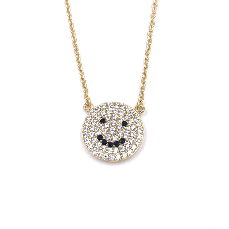 Ashley Gold Sterling Silver Encrusted Small Smile Necklace