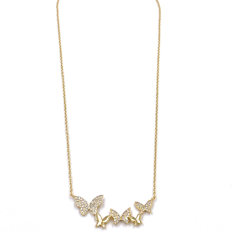 Ashley Gold Sterling Silver Gold Plated CZ Butterfly Necklace