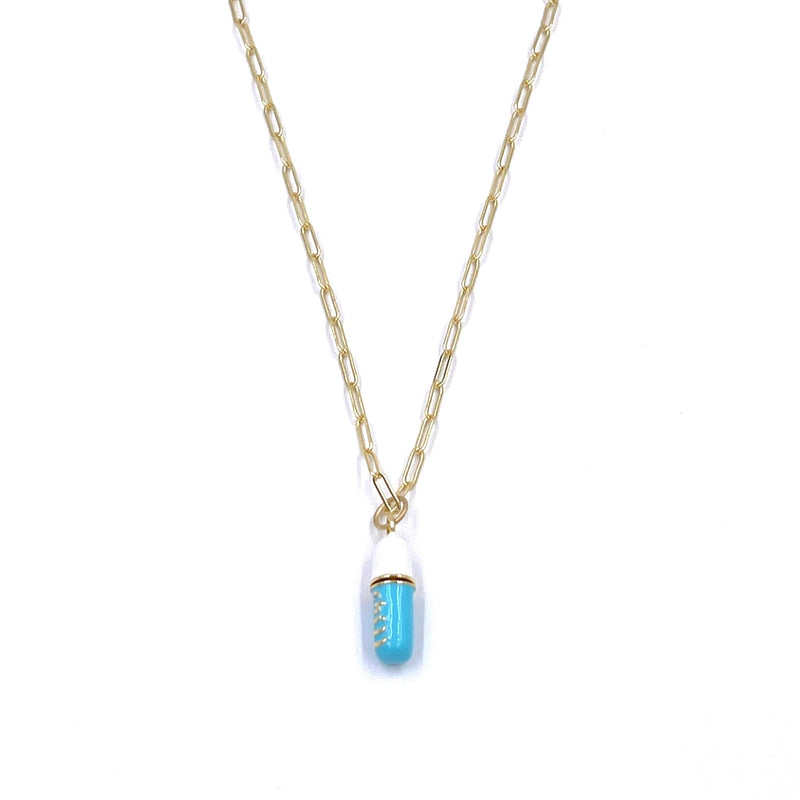 Ashley Gold Stainless Steel Gold Plated Chill Pill Necklace