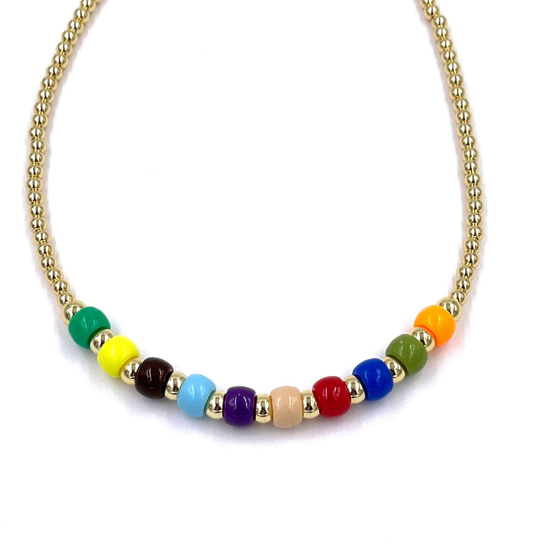 Color Flight Dainty Beaded Necklace: Rainbow | Freshie & Zero