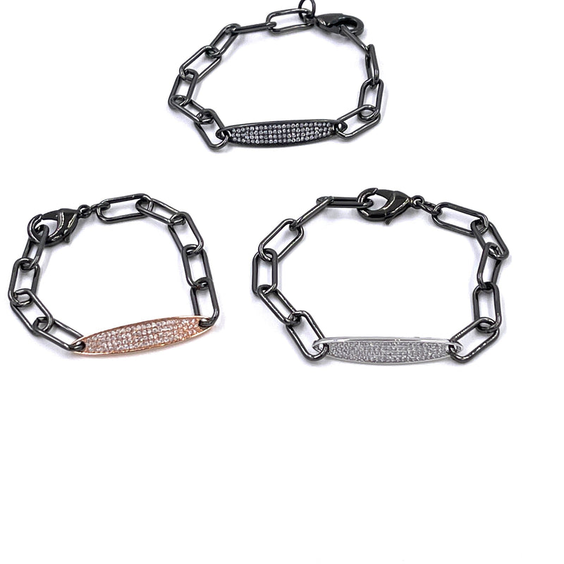 Ashley Gold Stainless Steel CZ Large Disc Bracelet