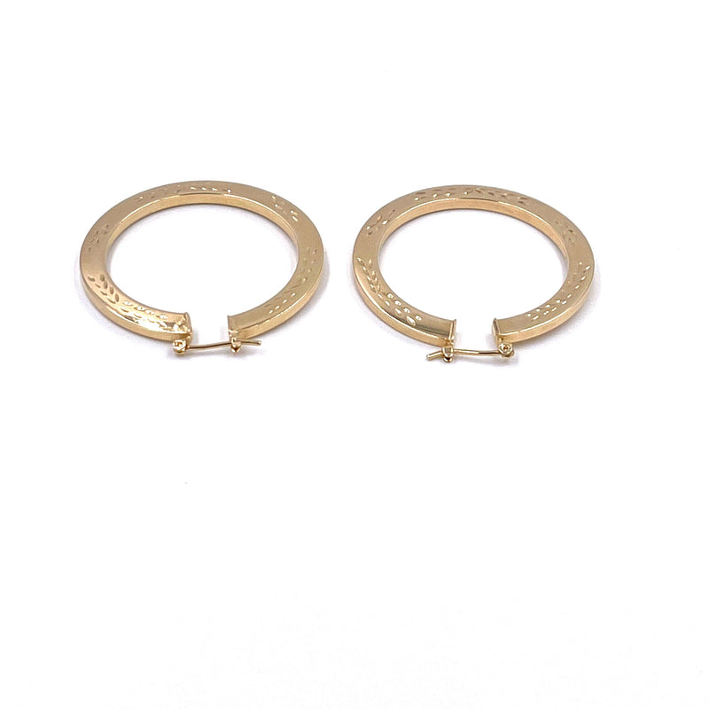 Ashley Gold Stainless Steel Gold Plated Etched Hoop Earrings