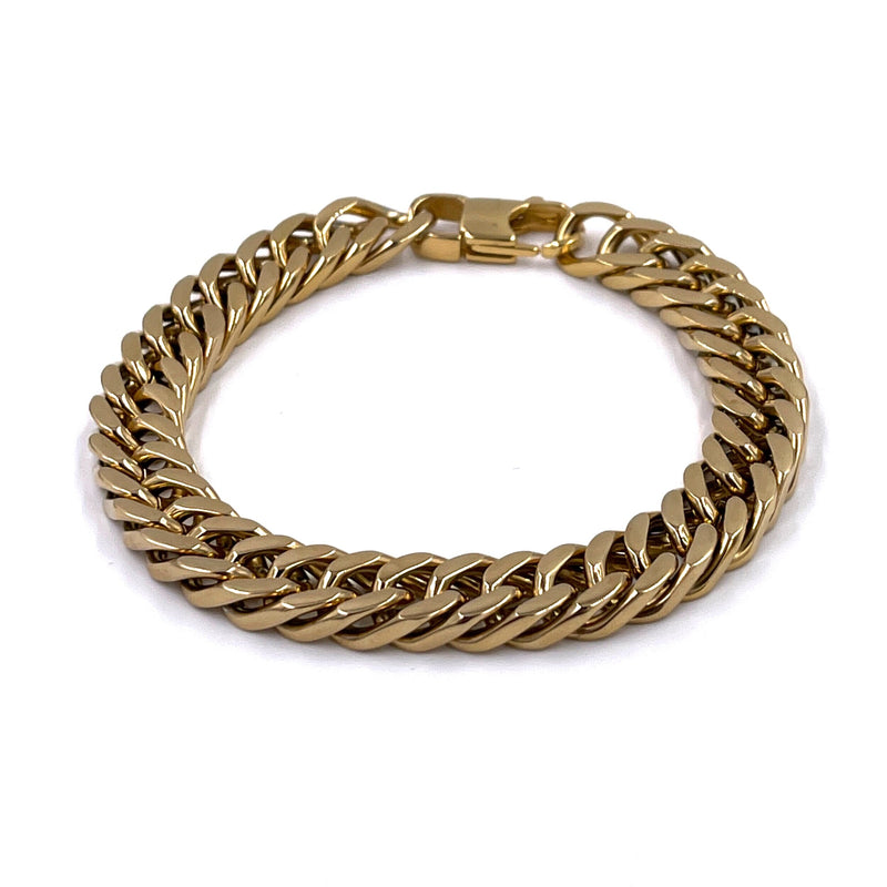 Ashley Gold Stainless Steel Gold Plated Men's Linked Bracelet
