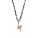 Ashley Gold Sterling Silver Bolt Pendant Stainless Steel Necklace