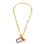 Ashley Gold Stainless Steel Gold Plated Detachable Enamel Charm Necklace