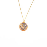 Ashley Gold Sterling Silver Gold Plated Chain OM CZ Charm Necklace