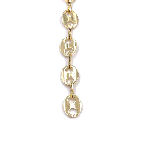 Ashley Gold Stainless Steel Gold Plated Open Double Link Lariat Necklace